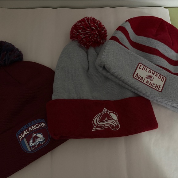 Set of 3 NHL Colorado Avalanche Winter Hats — NEW - Picture 2 of 5